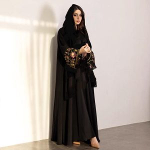 Summer Floral Embroidery Abaya
